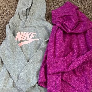 Nike Heather Gray and Magenta Hoodie Duo
